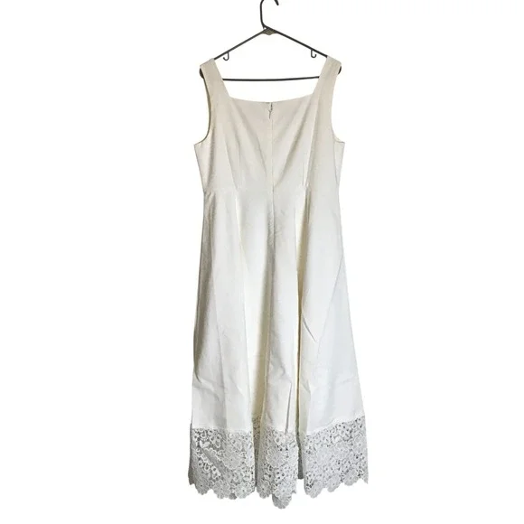 Fehaute Women's White Lace Classic Square Neck A-Line Maxi Dress Size XXL NWT - Picture 4 of 10